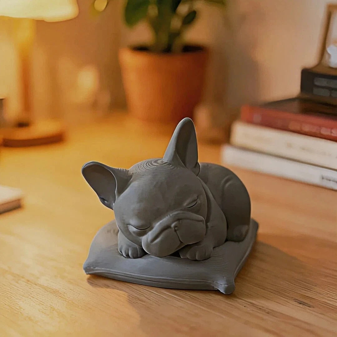Minimalist White Bulldog Desktop Ornament - Miniature Dog Decoration for Home, Bedroom, and Office