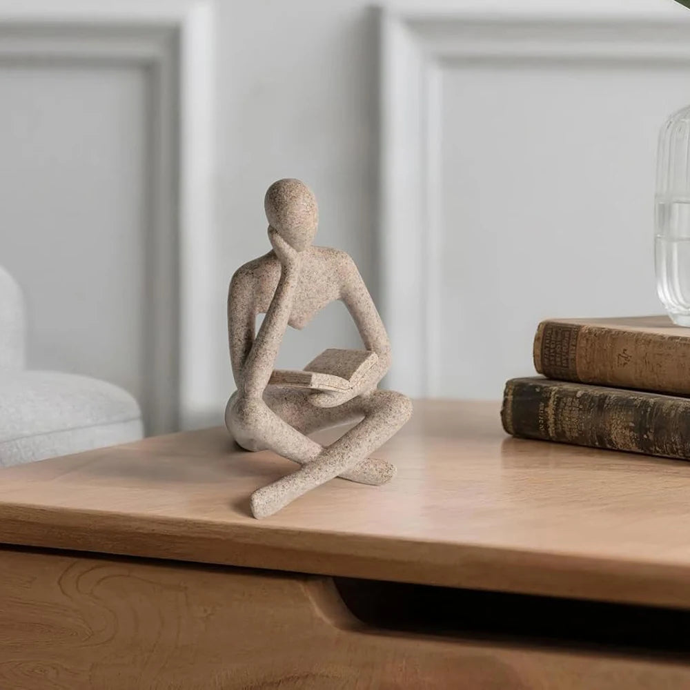 Abstract Thinker Sculpture - Modern Resin Figurine for Bookshelf and Home Decor