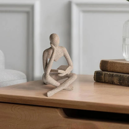 Abstract Thinker Sculpture - Modern Resin Figurine for Bookshelf and Home Decor