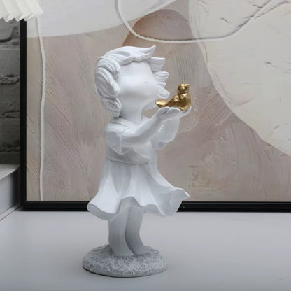 Banksy-Inspired Heart Balloon and Flying Girl Modern Sculpture for Home Décor