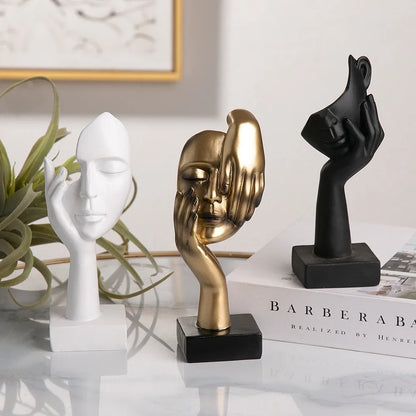 Nordic Abstract Resin Face Character Figurines for Office Home Decor