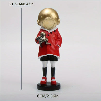 Creative Bronze Banksy Deep Sea Diver Sculpture - Doodle Master of Loneliness and Communication Home Decor