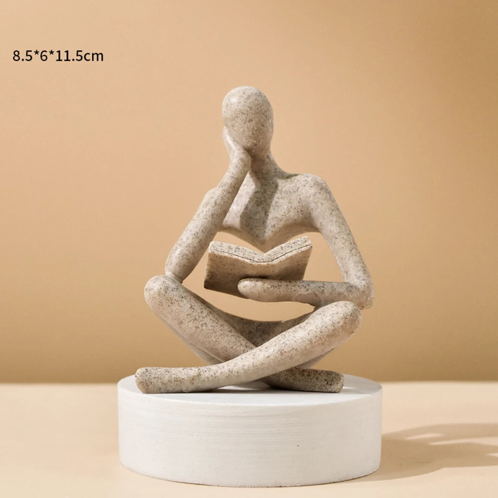 Abstract Thinker Sculpture - Modern Resin Figurine for Bookshelf and Home Decor