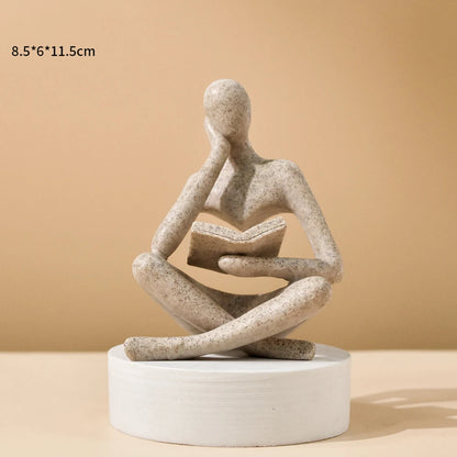 Abstract Thinker Sculpture - Modern Resin Figurine for Bookshelf and Home Decor