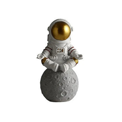 Cosmonaut Miniature Statues - Decorative Astronaut Figurines and Moon Sculptures for Home Decor Gifts