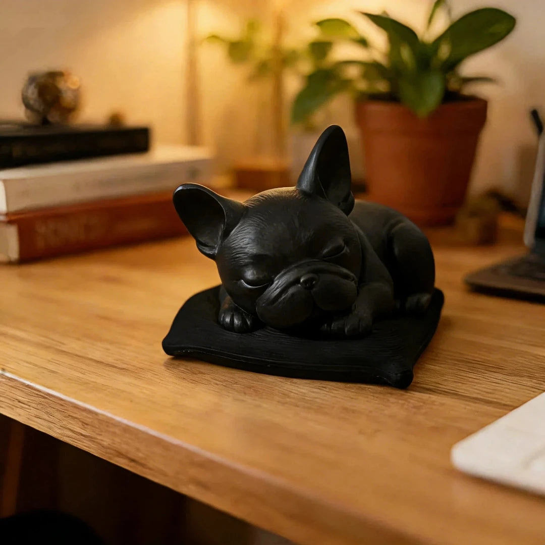 Minimalist White Bulldog Desktop Ornament - Miniature Dog Decoration for Home, Bedroom, and Office