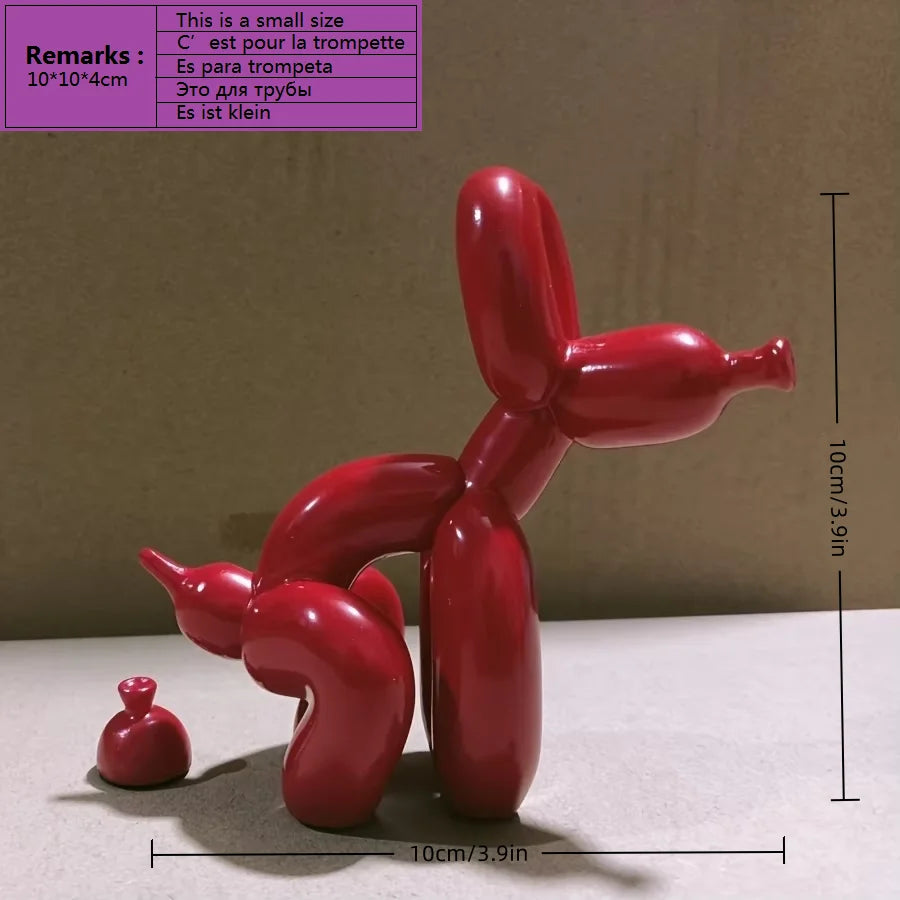Contemporary Decorative Balloon Dog Sculpture for Living Room, Farmhouse, Bedroom, and Office Cabinet in Wood Finish