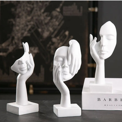 Nordic Abstract Resin Face Character Figurines for Office Home Decor