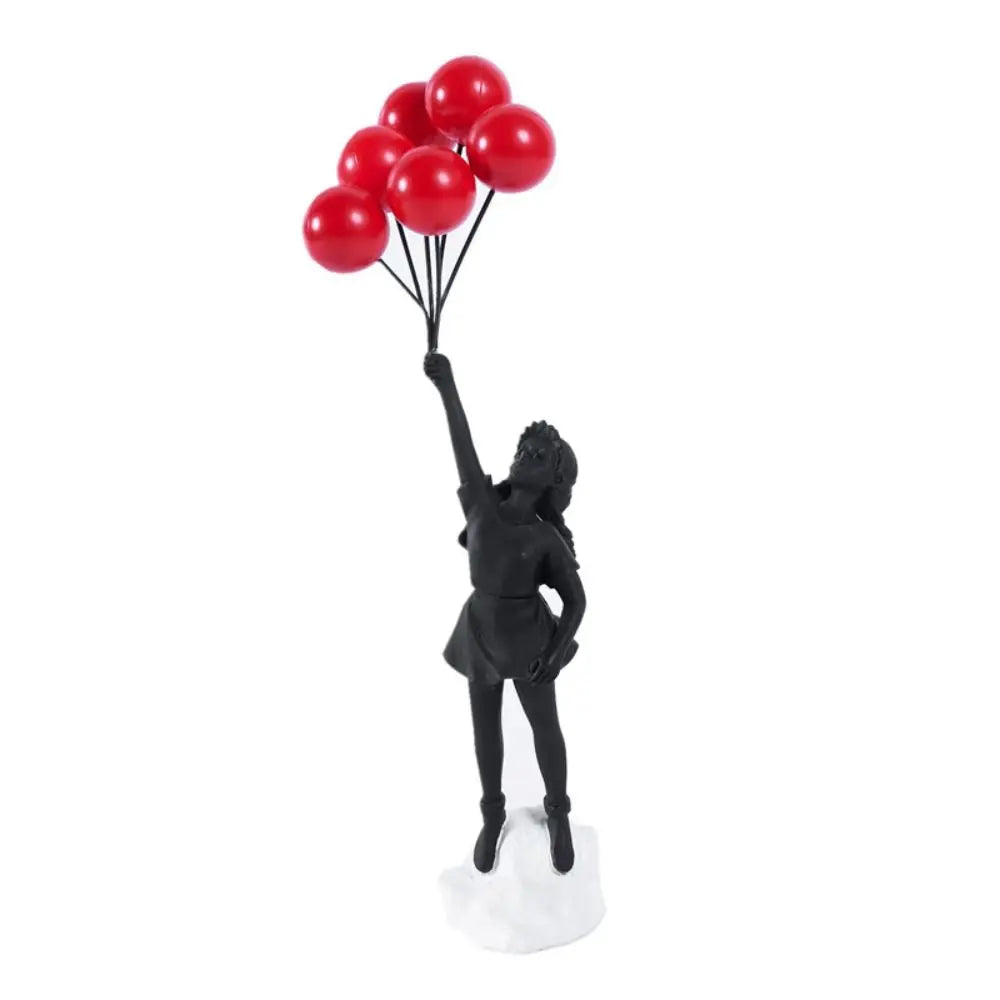 Resin Banksy-Inspired Flower Thrower Figurine - Decorative Sculpture for Home and Office Art Collection