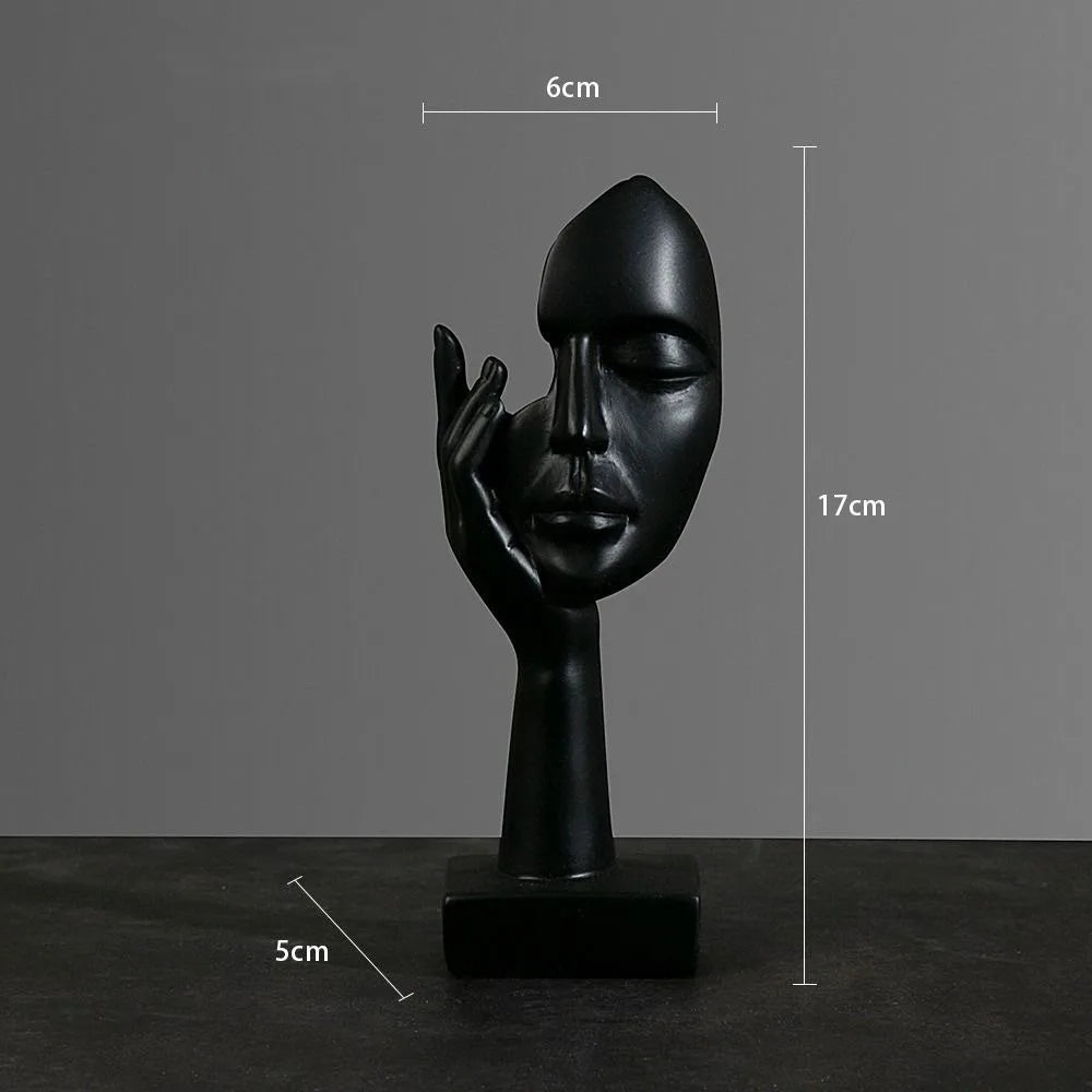 Nordic Abstract Resin Face Character Figurines for Office Home Decor