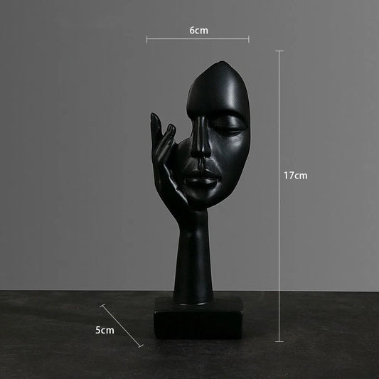 Nordic Abstract Resin Face Character Figurines for Office Home Decor