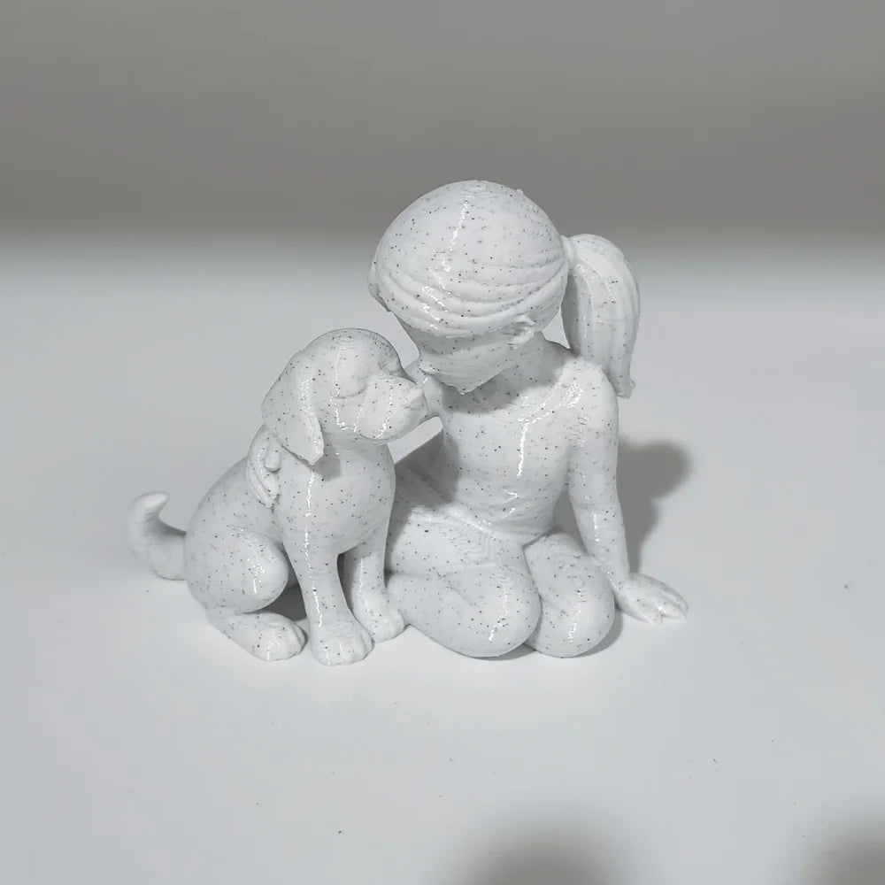 Elegant Sculpture of a Girl with Her Puppy - Charming Décor for Living Room and Office, Ideal Commemorative Gift for Pet Lovers