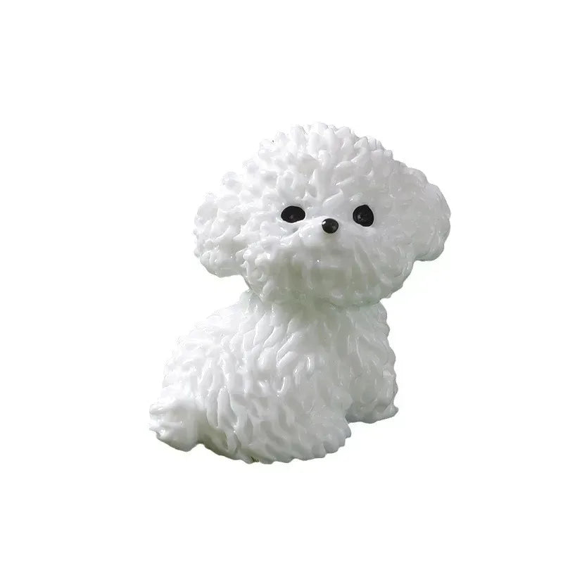 Miniature Bichon Frise Dog Figurines for Fairy Garden, Home Decor, and Kids' Rooms