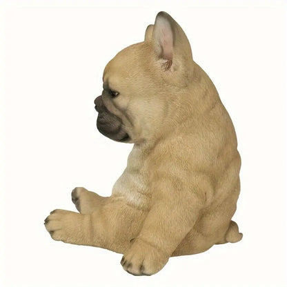 Durable Resin Bulldog Puppy Statue - Charming Sleeping Puppy Ornament for Outdoor Decor