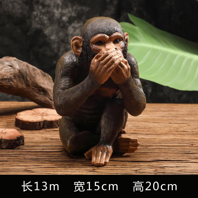 Nordic-Inspired Resin Gorilla Sculpture for Retro Cafe and Bar Decor - Unique Gift for Friends