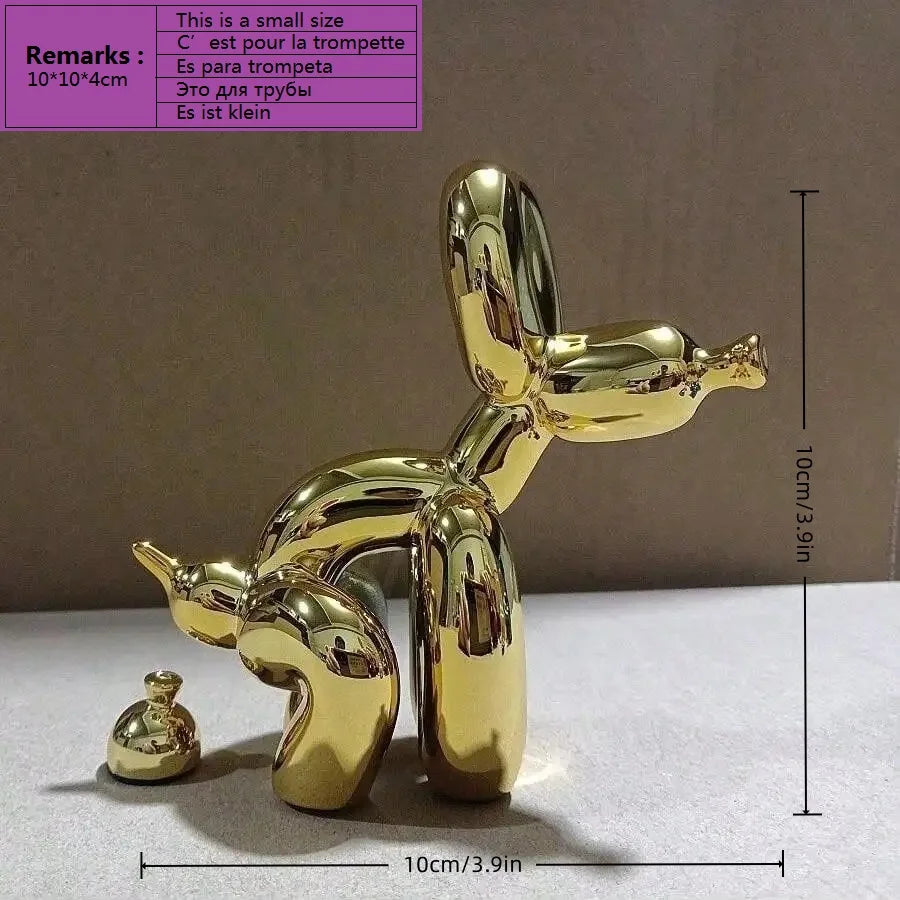 Contemporary Decorative Balloon Dog Sculpture for Living Room, Farmhouse, Bedroom, and Office Cabinet in Wood Finish