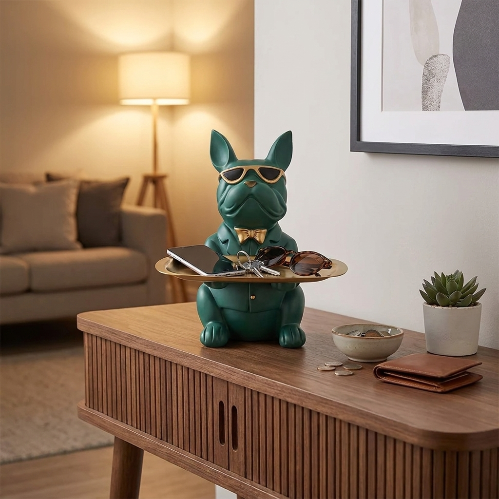 Balloon Dog Sculpture with Icecream Cone & Cake Design, Creative Bull Statue for Home Decor