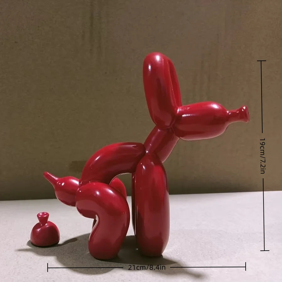 Contemporary Decorative Balloon Dog Sculpture for Living Room, Farmhouse, Bedroom, and Office Cabinet in Wood Finish