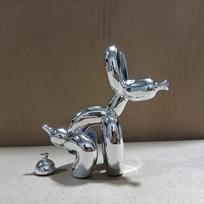 Contemporary Decorative Balloon Dog Sculpture for Living Room, Farmhouse, Bedroom, and Office Cabinet in Wood Finish