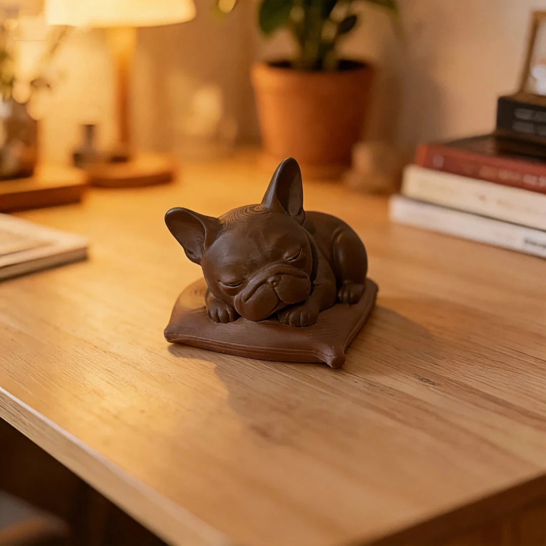 Minimalist White Bulldog Desktop Ornament - Miniature Dog Decoration for Home, Bedroom, and Office