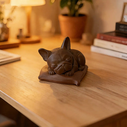 Minimalist White Bulldog Desktop Ornament - Miniature Dog Decoration for Home, Bedroom, and Office