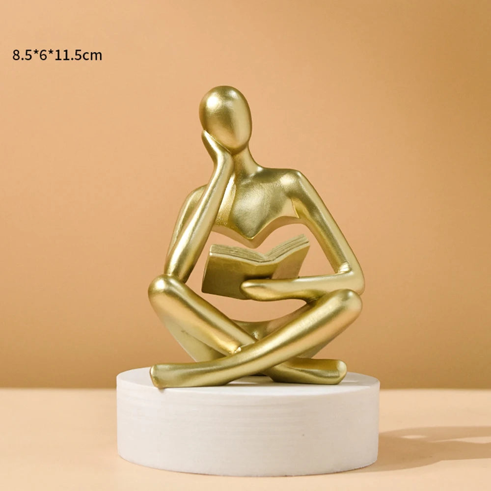 Abstract Thinker Sculpture - Modern Resin Figurine for Bookshelf and Home Decor