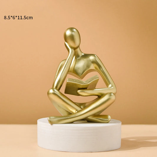 Abstract Thinker Sculpture - Modern Resin Figurine for Bookshelf and Home Decor
