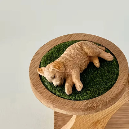 2-Piece Dog Figurine Set: Realistic Sleeping Golden Retriever and Labrador Models for Car or Desktop Decoration, Not Intended as Toys.