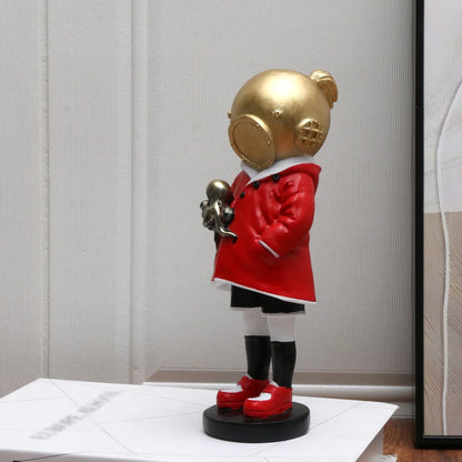 Creative Bronze Banksy Deep Sea Diver Sculpture - Doodle Master of Loneliness and Communication Home Decor