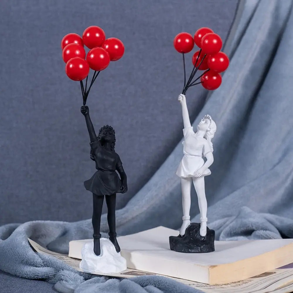 Resin Banksy-Inspired Flower Thrower Figurine - Decorative Sculpture for Home and Office Art Collection