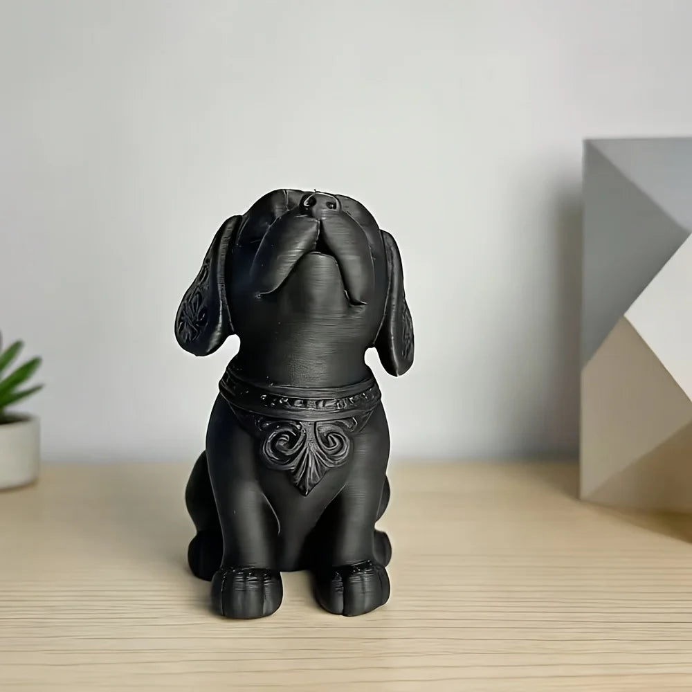 Elegant Carved Puppy Sitting Ornament for Home and Office Decor, Ideal for Christmas and Birthday Gifting