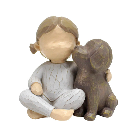 Resin Handicraft Statue of Girl and Dog for Home and Living Room Decoration