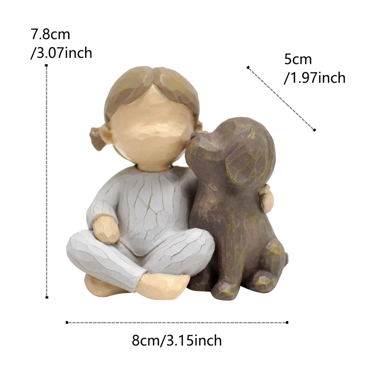 Resin Handicraft Statue of Girl and Dog for Home and Living Room Decoration