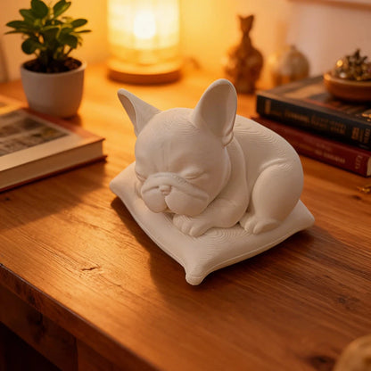 Minimalist White Bulldog Desktop Ornament - Miniature Dog Decoration for Home, Bedroom, and Office