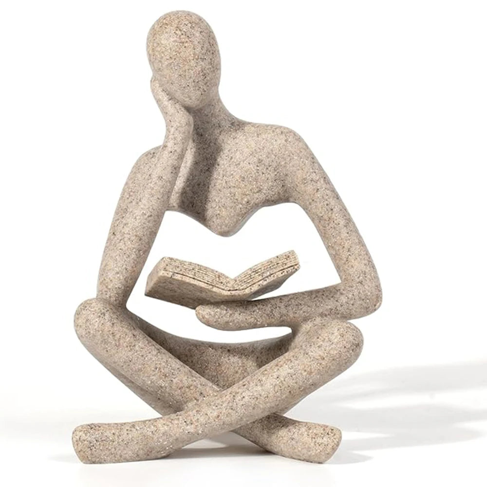 Abstract Thinker Sculpture - Modern Resin Figurine for Bookshelf and Home Decor