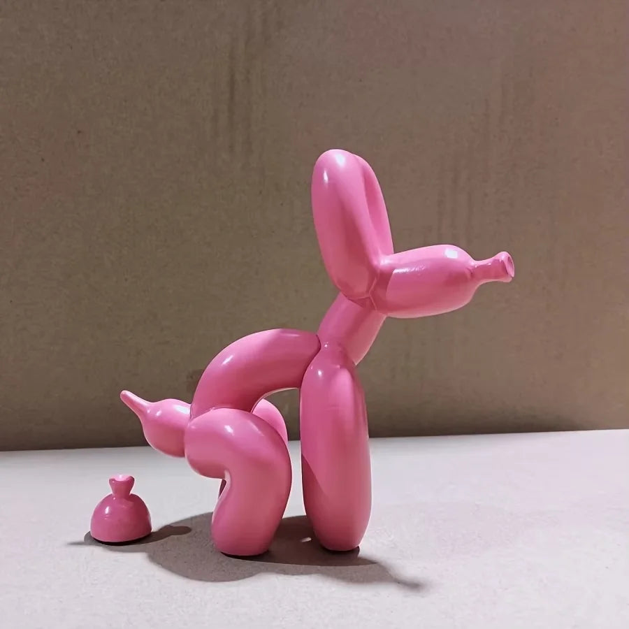Contemporary Decorative Balloon Dog Sculpture for Living Room, Farmhouse, Bedroom, and Office Cabinet in Wood Finish