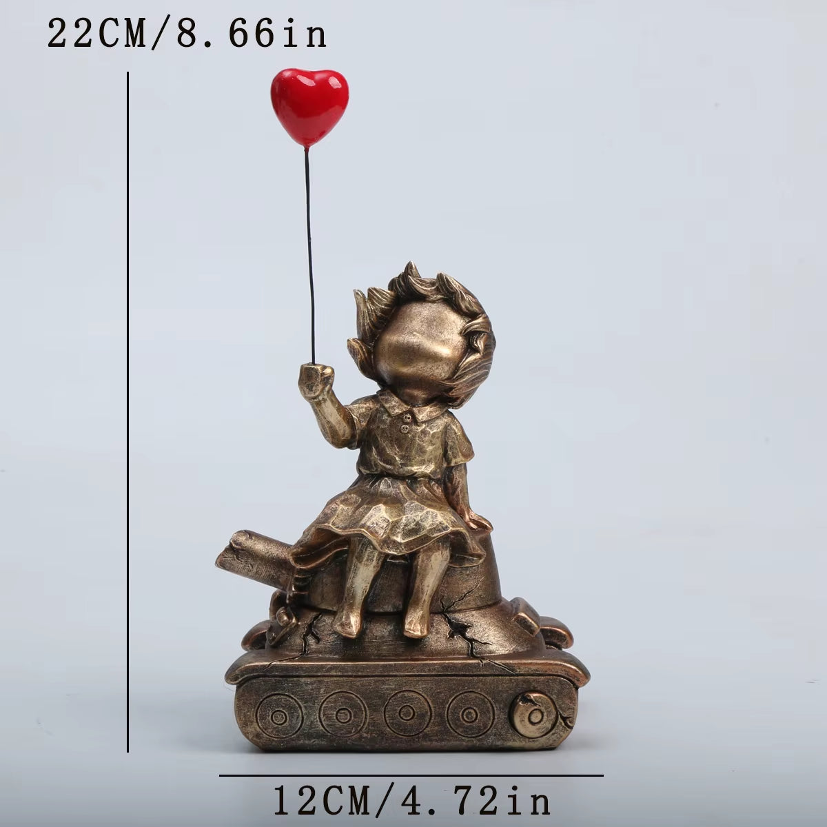 Banksy-Inspired Heart Balloon and Flying Girl Modern Sculpture for Home Décor