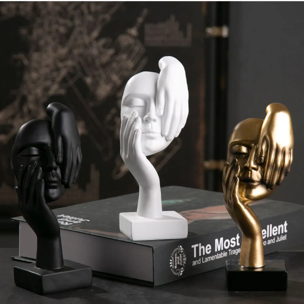 Nordic Abstract Resin Face Character Figurines for Office Home Decor