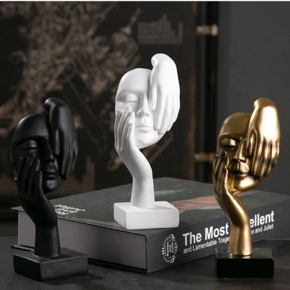 Nordic Abstract Resin Face Character Figurines for Office Home Decor