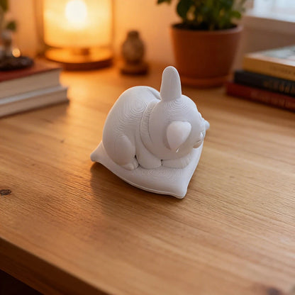 Minimalist White Bulldog Desktop Ornament - Miniature Dog Decoration for Home, Bedroom, and Office