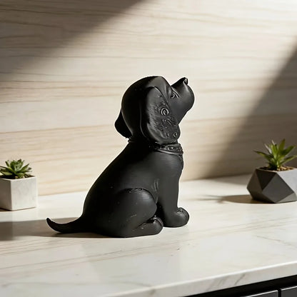 Elegant Carved Puppy Sitting Ornament for Home and Office Decor, Ideal for Christmas and Birthday Gifting