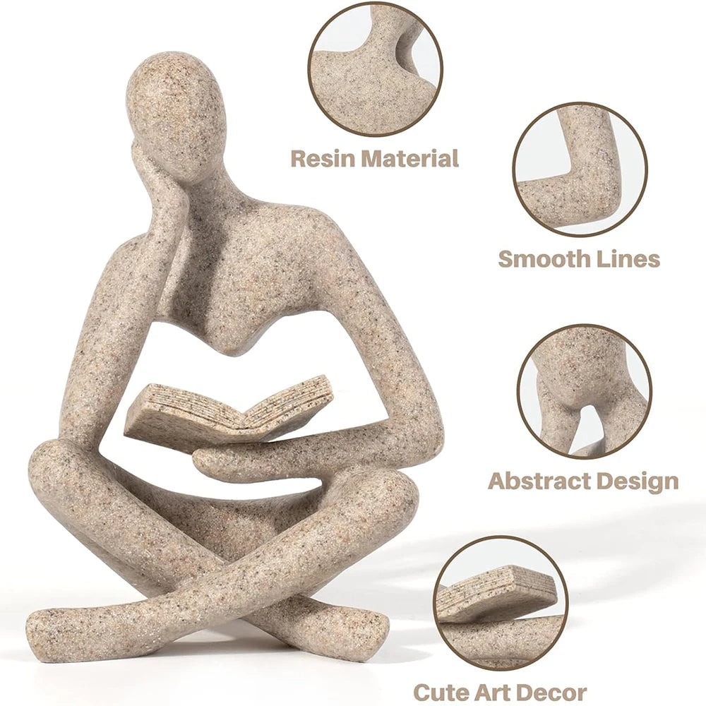 Abstract Thinker Sculpture - Modern Resin Figurine for Bookshelf and Home Decor