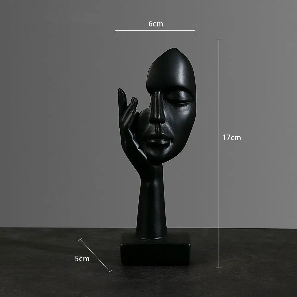Nordic Abstract Resin Face Character Figurines for Office Home Decor