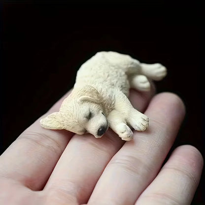 2-Piece Dog Figurine Set: Realistic Sleeping Golden Retriever and Labrador Models for Car or Desktop Decoration, Not Intended as Toys.