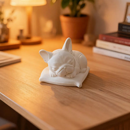 Minimalist White Bulldog Desktop Ornament - Miniature Dog Decoration for Home, Bedroom, and Office