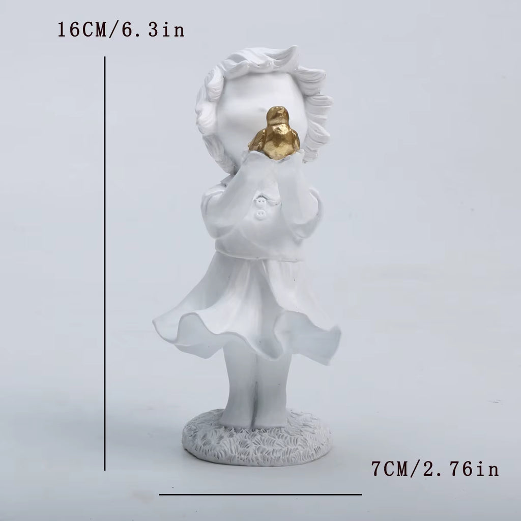 Banksy-Inspired Heart Balloon and Flying Girl Modern Sculpture for Home Décor