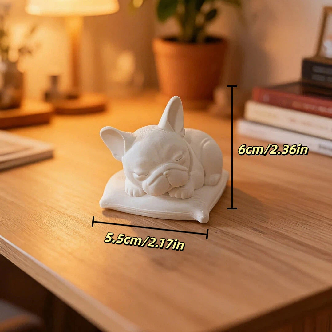Minimalist White Bulldog Desktop Ornament - Miniature Dog Decoration for Home, Bedroom, and Office