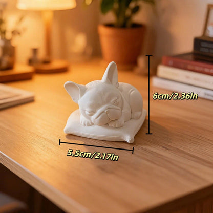 Minimalist White Bulldog Desktop Ornament - Miniature Dog Decoration for Home, Bedroom, and Office