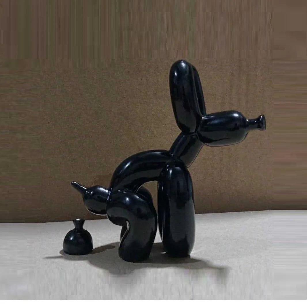Contemporary Decorative Balloon Dog Sculpture for Living Room, Farmhouse, Bedroom, and Office Cabinet in Wood Finish