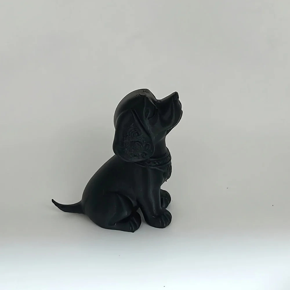 Elegant Carved Puppy Sitting Ornament for Home and Office Decor, Ideal for Christmas and Birthday Gifting